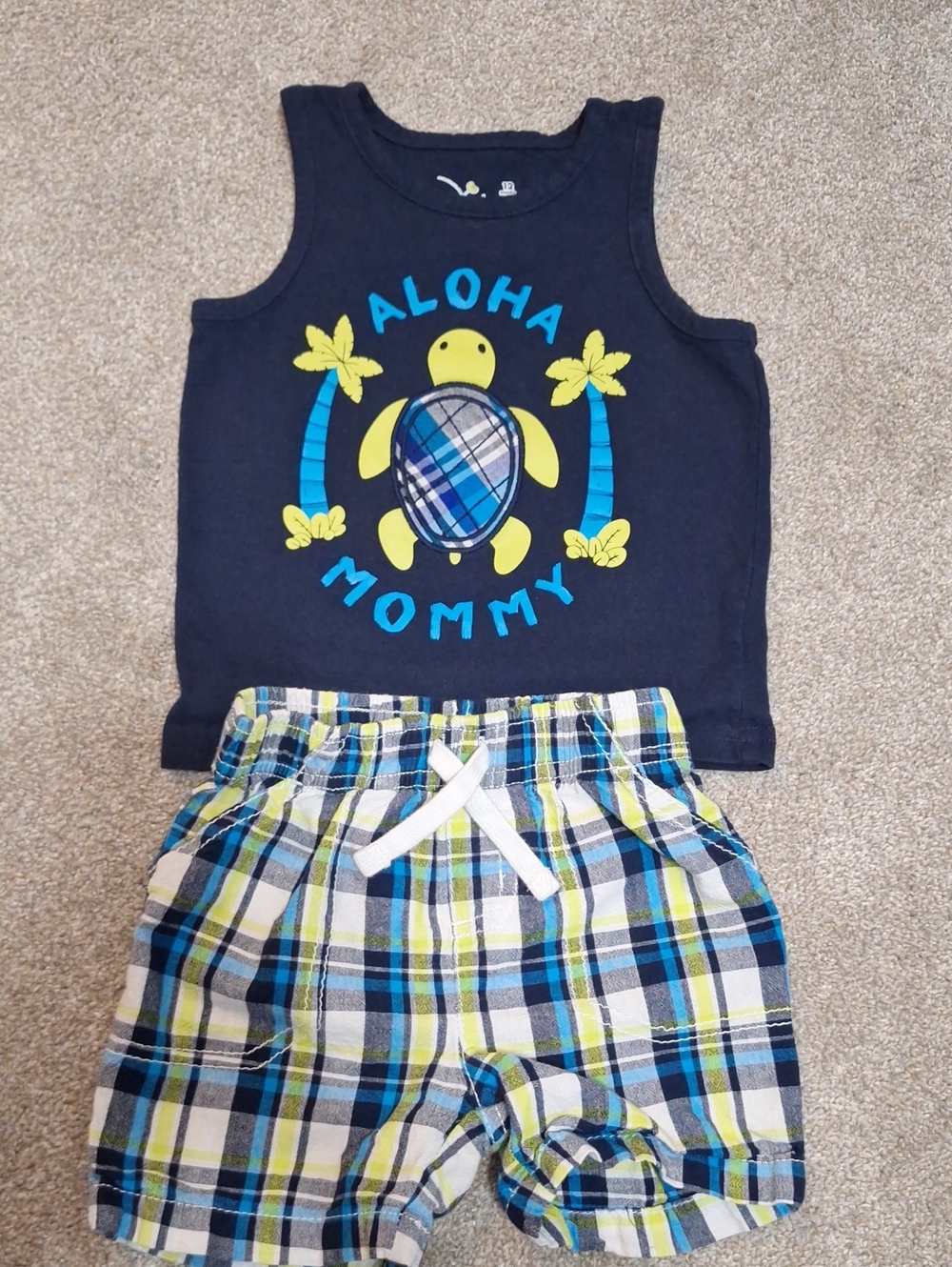 jumping beans Navy Tank Top with Yellow & Blue Turtle Graphic